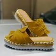 thumbnail image 3 of CAICJ98 Sandales Compensées pour Femmes Sandales Plates pour Femmes Boho Été Élastique Bride Cheville Mignon Confortable Sandale Habillée Chaussures de Plage, Jaune, 3 of 4