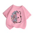 thumbnail image 3 of PMVFHDE Hauts pour Filles T-Shirts pour Filles T-Shirts Graphiques T-Shirts pour Fille Hauts d'Été Tendance pour Filles Hauts d'Été pour Fille T-Shirt Graphique Mignon pour Fille Col Rond Manches Courtes T-Shirt d'Été Rose, 8-9 Ans, 3 of 5