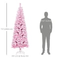 thumbnail image 3 of HOMCOM Snow Flocked Pencil Artificial Christmas Tree with Steel Base Pink, 3 of 10