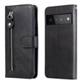 thumbnail image 1 of Case for Google Pixel 6 PRO 5G Zipper Pocket Wallet Leather Case Magnetic Closure Flip Cover - Black, 1 of 5