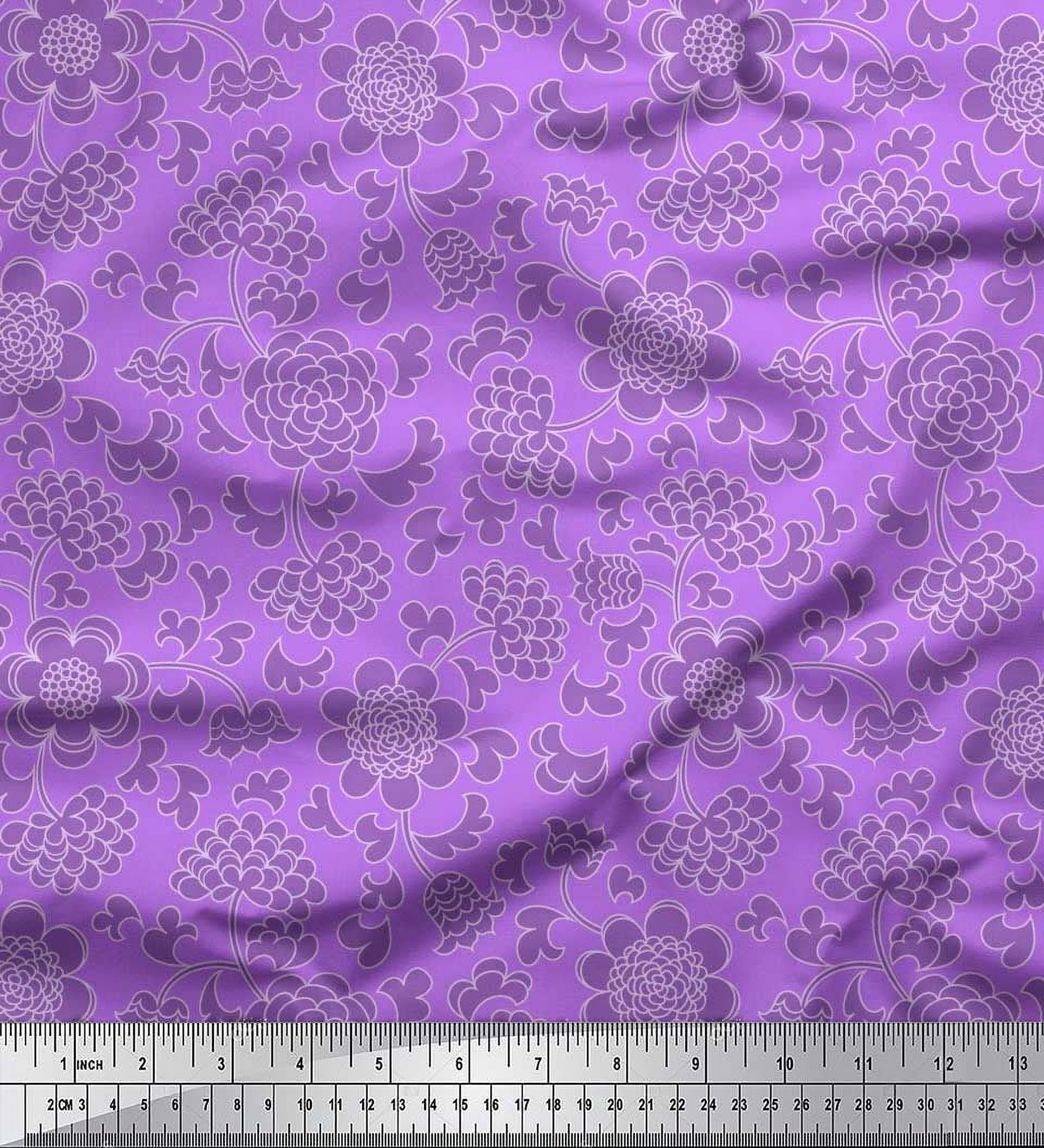 Soimoi Poly Georgette Fabric Flower Artistic Print Fabric by the Yard 52 Inch Wide