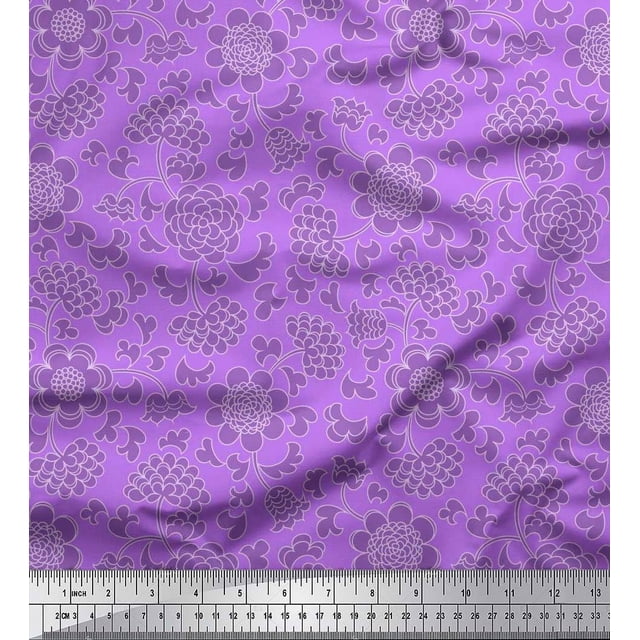 Soimoi Poly Georgette Fabric Flower Artistic Fabric Prints By Yard 42 Inch Wide