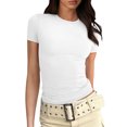 thumbnail image 1 of Gupgi Women's Ribbed Slim Fit T-Shirts Short Sleeve Crew Neck Tees Going Out Tight Shirt Summer Basic Tops, 1 of 6
