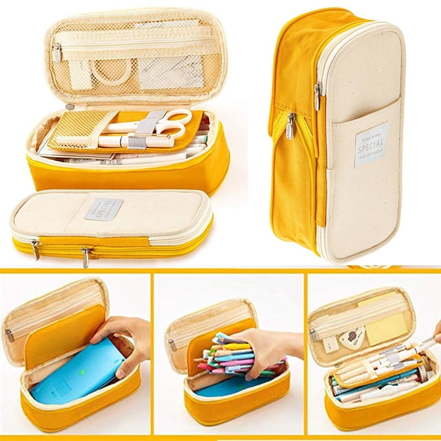 zanvin Large Capacity Canvas Pencil Case with Zipper, Assorted Colors, 1 Pack