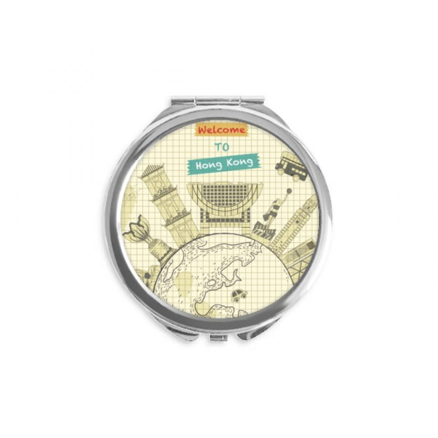 Hong Kong Traditional Place China Hand Compact Mirror Round Portable Pocket Glass
