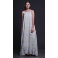 thumbnail image 2 of Bimba Robe Longue Maxi Imprimée Light Lavender Blue2 à Ruban Floral et Couronne de Roses Blanches pour Femmes, Nuisette en Rayonne à Bretelles Spaghetti, Vêtement de Nuit pour Dames X-Small, 2 of 5