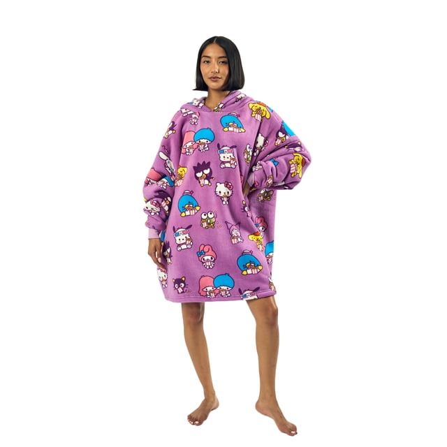 Hello Kitty x Friends Characters Purple Oversized Hooded Sweater