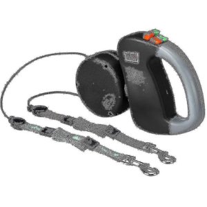 Double laisse de chien, Retractable laisse de chiens Double laisse pour deux chiens 2 Chiens Double laisse, noir