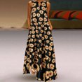 thumbnail image 2 of Fridja Robe Maxi Vintage Tournesol Bohème Sans Manches Col en V pour Femmes Grande Taille, 2 of 9