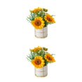 thumbnail image 1 of mmirethe Fake Peony Silk Hydrangea Flower Realistic Appearance Artificial Flowers With Vase Simulation Flower Set Low Maintenance sunflowers 2Set, 1 of 6