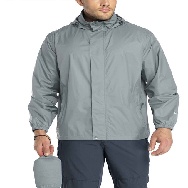 33 000ft Men‘s Packable Rain Jacket Hooded Lightweight Waterproof Rain Shell Jacket Raincoat for Hiking Golf Cycling