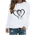 thumbnail image 2 of Meichang T-Shirts Mignons de la Saint-Valentin pour Femmes, T-Shirts Graphiques Mignons avec Cœur, Manches Longues, Col Rond, Hauts Mignons, Coupe Ample, Chandail Molletonné à Enfiler pour les Fêtes, 2 of 3