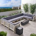 thumbnail image 4 of Noble House Malawi Outdoor 12Pc U-Shape Sectional Sofa Set Weathered /Dark Gray, 4 of 5