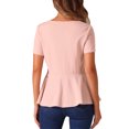 thumbnail image 3 of INSPIRE CHIC Haut Péplum pour Femme Manches Courtes Col Rond Extensible Blouse Classique S Rose, 3 of 6