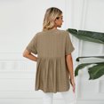 thumbnail image 4 of FJUCHAI Womens Shirts V Neck Short Sleeve Buttons Tops Tee Solid Color Blouse Loose Fit S-XXL, 4 of 9