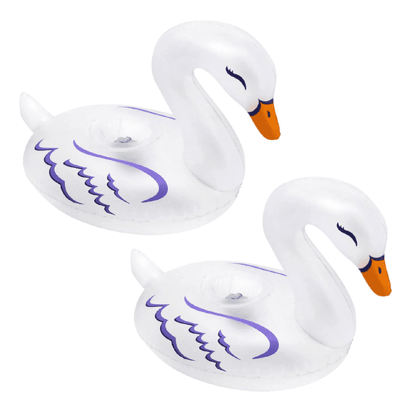 Banzai Lumi Bright Party Swans Inflatable White Pool Lanterns, (2 Pack)