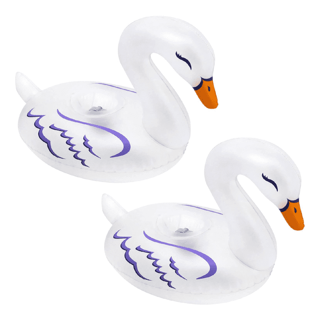 Banzai Lumi Bright Party Swans Inflatable White Pool Lanterns, (2 Pack)