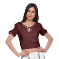 thumbnail image 3 of Moomaya Printed Rayon Cold Shoulder Crop Top And Skirt Ethnic Set For Women, 3 of 6