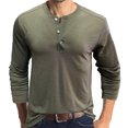 thumbnail image 2 of CEHVOM Men Long-Sleeve Beefy Muscle Basic Solid Pure Color Blouse Tee Shirt Top, 2 of 4