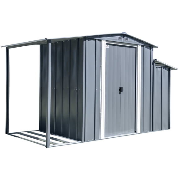Arrow 10 x 5 x 6 ft Anthracite 3-in-1 Steel Utility Shed