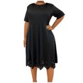 thumbnail image 2 of LOVZFMLL Robe Maxi d'Été Ample pour Femme, Unie, à Fleurs Brûlées, Ajourée, à Manches Courtes, à Col Rond, Noire, TG, 2 of 7