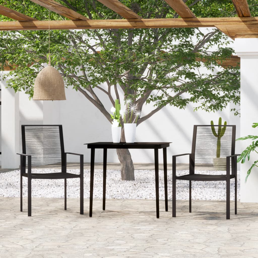 vidaXL Ensemble de Salle à Manger de Jardin 3 Pcs Noir