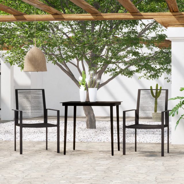 vidaXL Ensemble de Salle à Manger de Jardin 3 Pcs Noir