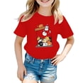 thumbnail image 1 of GDREDA Filles Taille Petite Vêtements Enfants Filles Mignon Imprimé Graphique Col Rond Manches Courtes Tee Été Décontracté T-Shirt Rouge,11-12ans, 1 of 4