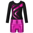 thumbnail image 3 of TiaoBug Girls 2Pcs Rhinestone Tracksuit Long Sleeve Gymnastics Dance Outfit Leotard with Shorts Unitard C06 14, 3 of 7