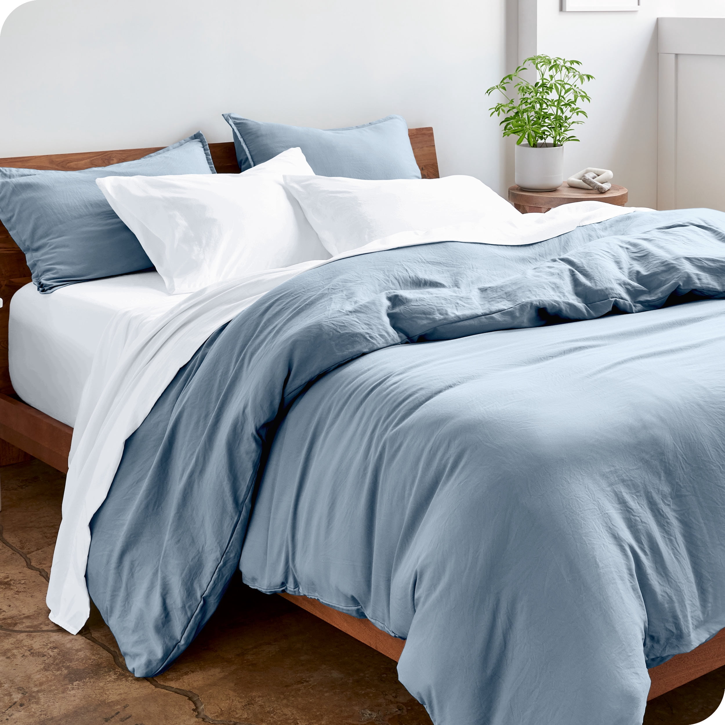 Bare Home Housse de Couette Sablée - Ultra Douce - Premium 1800 Collection - Ensemble 2 Pcs - Lit Simple/simple TG, Bleu Poussiéreux