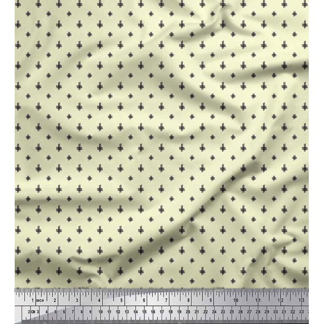 Soimoi Cotton Poplin Fabric Hash Sign Geometric Printed Craft Fabric by The Yard 56 Inch Wide