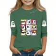 thumbnail image 2 of MKOSPLRT T-Shirts d'Halloween pour Enfants Filles Garçons Manches 3/4 Hauts Col Rond T-Shirts Graphiques Amusants Décontractés Amples T-Shirts de Sortie T-Shirts de Rentrée, 2 of 4