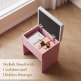 thumbnail image 3 of GloryStar Vanity Desk with Mirror and Lights, Makeup Vanity Power Outlets Makeup Table with Drawers & Cabinet, Storage Stool, Dressing Table for Bedroom, 3 of 8