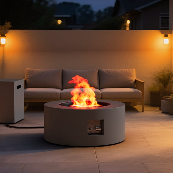 Foyer au Propane de 50 000 BTU pour l'Extérieur, Table de Foyer Extérieure de 30 Po, Foyers Ronds pour l'Extérieur, Cour Arrière, Patio