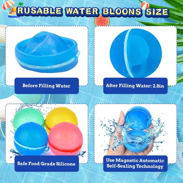 Lot De 12 Ballons D'eau Magnétiques Réutilisables – Jouets De Plage Et Piscine Pour Enfants – Activités été En Extérieur