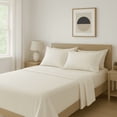 thumbnail image 2 of Comfy Bamboo World Series 4pc Microfiber Sheet Set, Full Size Bedsheet, Cream, 2 of 6