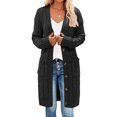thumbnail image 1 of Womens Long Sleeve Cable Knit Long Cardigan Open Front Button Sweater Outerwear, 1 of 5