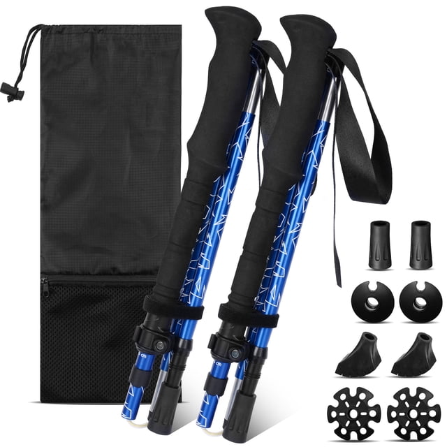 Foldable Trekking Poles Walking Sticks, Aluminum Camping Hiking Poles Expand from 45.3" to 53.1"