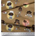 thumbnail image 2 of Soimoi Brown Poly Georgette Fabric Circle,Cook & Working Girl Print Fabric by the Yard 52 Inch Wide, 2 of 3
