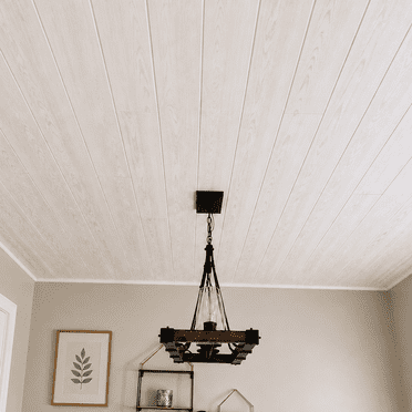 Whitewash Planches de Plafond à Coller en Styromousse pour Couvrir le Plafond de Maïs Soufflé, Lot de 24 (Couvre 43 Pi2)