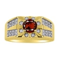 thumbnail image 1 of RYLOS Men's Rings 14K Yellow Gold Designer Starburst 7MM Round Gemstone & Diamond Ring Garnet January Birthstone Rings Size 9, 1 of 7