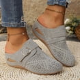 thumbnail image 4 of Clogs for Women Mules Slide Closed Toe Clog Buckle Decor Hollow out Comfortable Wedge Mule Gray, 4 of 8