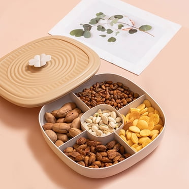 Suncoda, Organization and Storage Fruit Platter High Value Fruit Platter Beautiful Snacks Divided Platter Candy Storage Box Divided Dried Fruit Box with Lid Includes 5-Compartment Storage Box