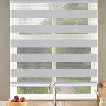 LUCKUP Cordless Zebra Blinds Roller shades for window Day and Night Blind Dual Layer Light Filtering Shade Light Control Room Darkening Horizontal Window Treatment 21" W X 72" H, Grey