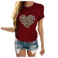 thumbnail image 2 of TIMIFIS Hauts à Manches Courtes pour Femmes T-Shirt Imprimé Cœur de la Saint-Valentin T-Shirt Décontracté d'Été Col Rond, 2 of 6