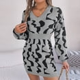 thumbnail image 1 of FcBaudy Robe à Manches Longues à Col en V, Robes d'Été pour Femmes, Robes pour Femmes Mode Robe Décontractée à Manches Longues pour Femmes Col en V Robes Imprimées pour Sorties pour Dames Robe pour Femmes, 1 of 8