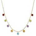 thumbnail image 1 of 14K Yellow Gold Multi-color Gemstone Necklace w/ 2in ext. 18 Inch, 1 of 2