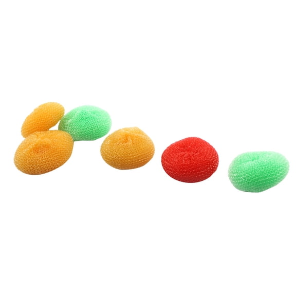 Unique Bargains Boule à Récurer pour Casserole, Bol et Plat de Cuisine, Maille, Nettoyage, Lavage, Récurant, Tricolore, 6 Pcs