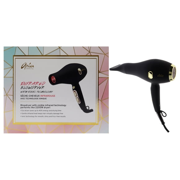 Séchoir à Cheveux Infrarouge avec Technologie Ionique - Noir par Aria Beauty pour Femmes - 1 Pce Séchoir à Cheveux