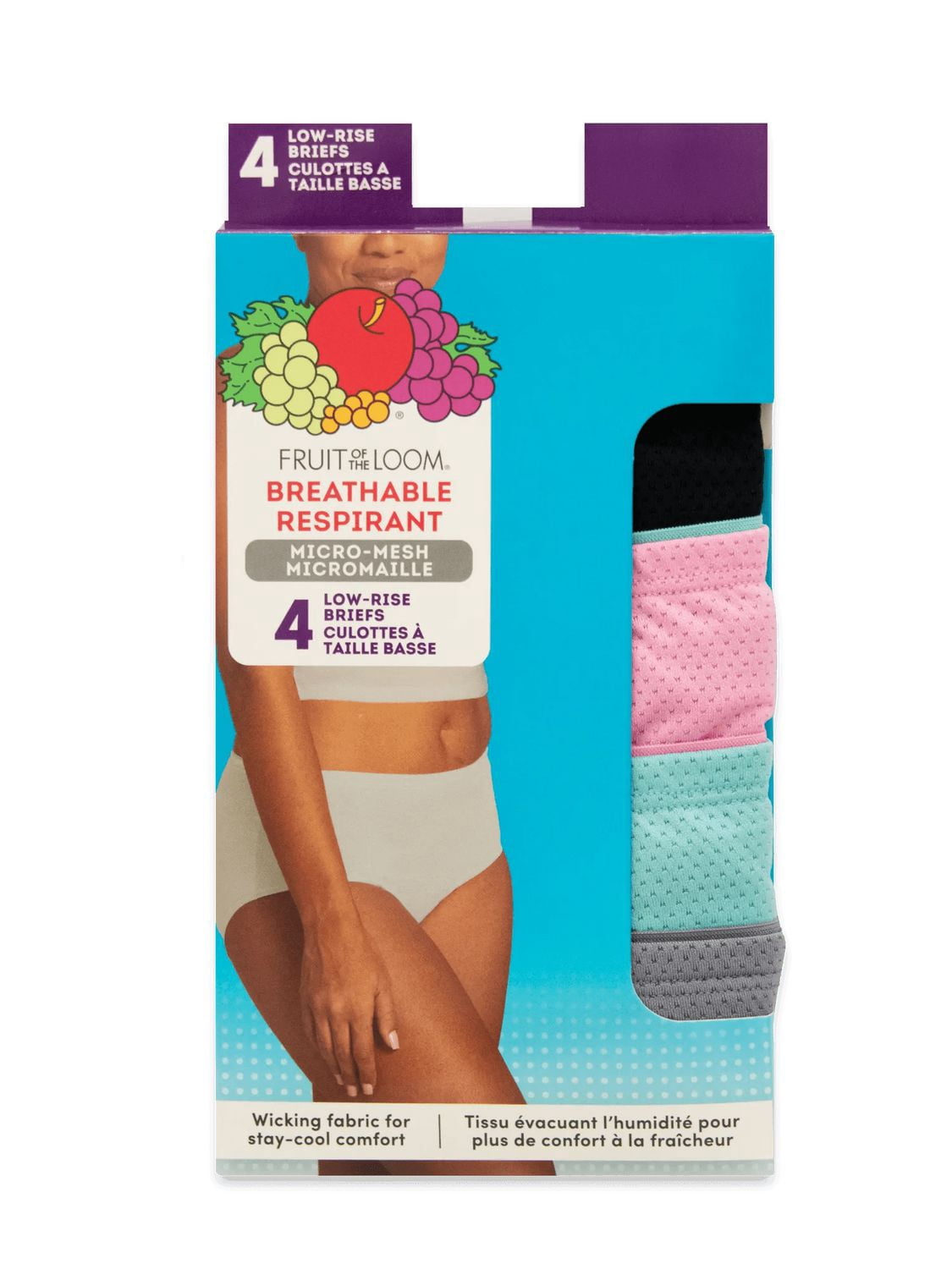 Fruit of the Loom Culottes côtelées en microfibre pour femmes, ensemble de 6 assorties